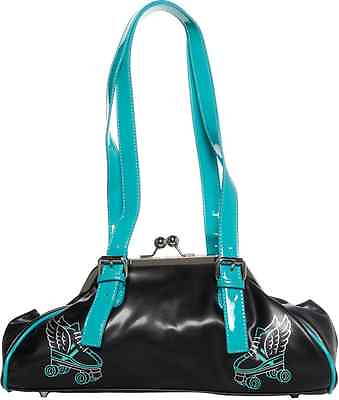 #ad Roller Derby Purse Turquoise amp; Black Flying Skate Wings Sourpuss Skating $29.99