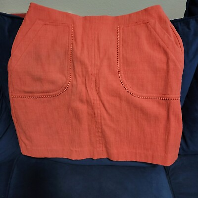 #ad LOFT Orange Skirt Women 12 $14.00