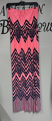 #ad Pink Navy Maxi Dress Medium $13.86