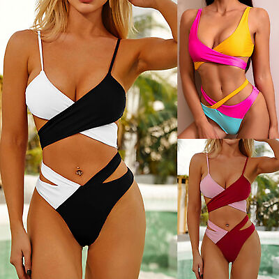 #ad Womens Bandage Push up Padded Bra Bikini Set Swimsuit Bathing Swimwear Beachwear $3.72