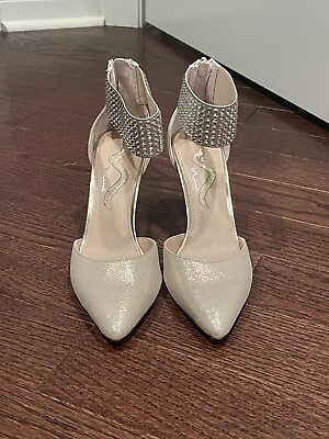 #ad NINA GOLD ANKLE STRAP POINTED TOE PUMP Evening Cocktail Heels 7.5M $27.99