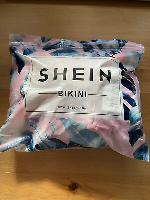 Shein Brown White Striped Bikini womens large $10.00