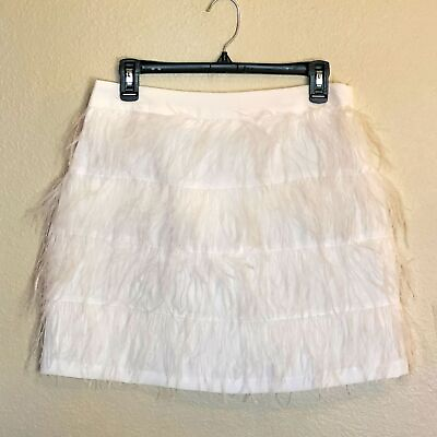 #ad GB White Mini Feather Skirt Size Large NWT $24.95