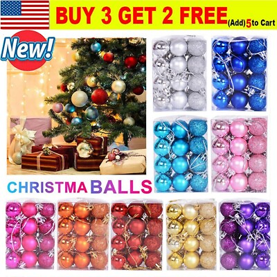 24Pcs Christmas Ball Xmas Tree Ornaments Hanging Baubles Shatterproof Decoration $7.09