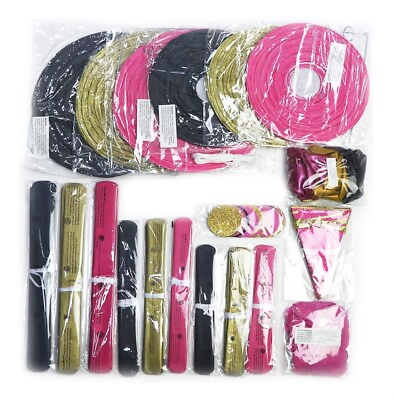 #ad Hot Pink Gold and Black Party Decorations 50 pc Party Supply Set $1.00