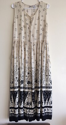 #ad #ad Vintage Boho Summer Dress Midi 2 Large Pockets Sleeveless Medium USA $69.95