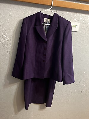 #ad Le Suit Women#x27;s purple Skirt Suit jacket blazer lined Size 14 $48.50