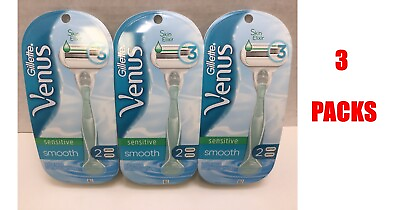 #ad Gillette Venus Smooth Sensitive Women#x27;s Razor Handle 2 Blade Refills 3 LOT 🔥 $16.95