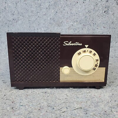 #ad Sears Silvertone Tube Radio Model 7003 AM Vintage 1950s MCM Brown Tested Works $100.00