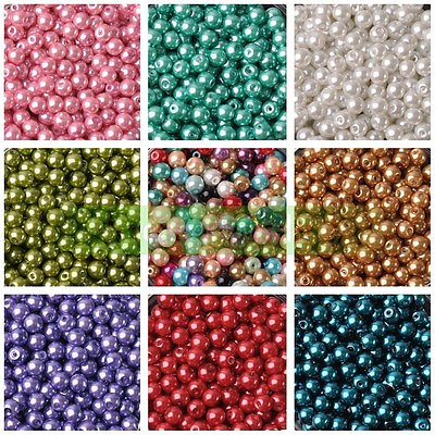 4mm 6mm 8mm Round Pearl Glass DIY Loose Spacer Beads Wholesale Lot $2.45