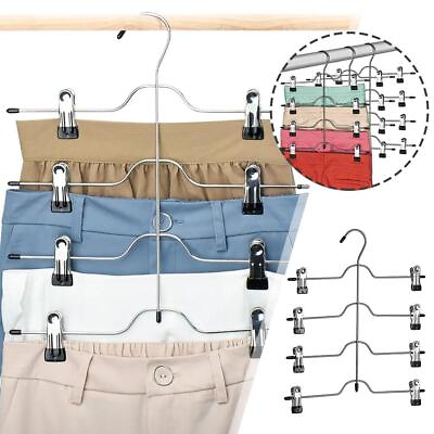 #ad 4 Tier Skirt Hangers with Clips Pant Hangers Space Hanger Saving Multiple X5Z2 $8.47