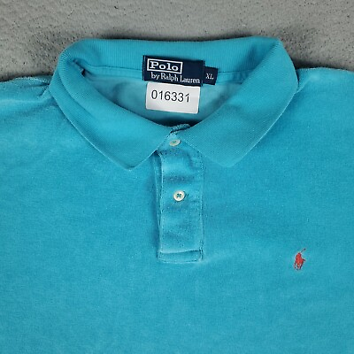 Ralph Lauren Terry Cloth Polo Shirt Mens XL Blue Golf Casual Short Sleeve $28.95