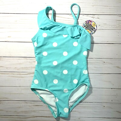 #ad NWT Little Girls XS 1 pc Swimsuit by SO Mint Dots Ruffle Single Strap UPF 50 $24.98