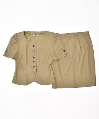 #ad LUISA SPAGNOLI Womens 6 Button 2 Piece Skirt Set IT 46 Large W29 Khaki FO11 GBP 15.19
