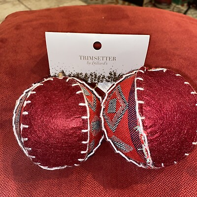 #ad Red Christmas Holiday Sphere Bauble Ornament New By Dillards $20.00