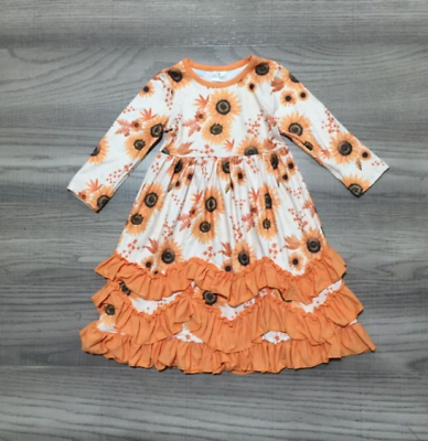 #ad #ad NEW Boutique Sunflower Girls Ruffle Maxi Dress $13.59