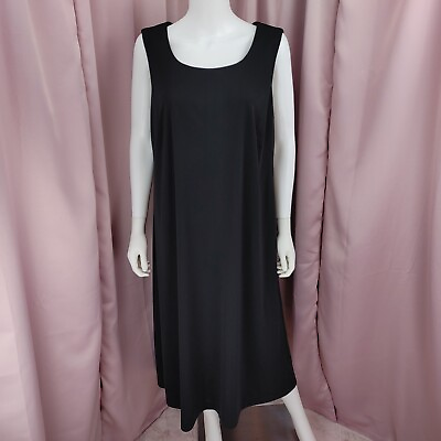 VTG #x27;90s Y2K Donna Ricco Women#x27;s Black Sleeveless Pleated Shift Maxi Dress 18W $35.00