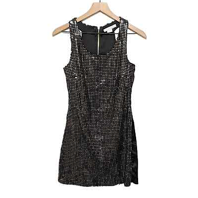 #ad Charlotte Russe Womens Sequin Front Satin Back Mini Cocktail Dress Size M Black $23.10