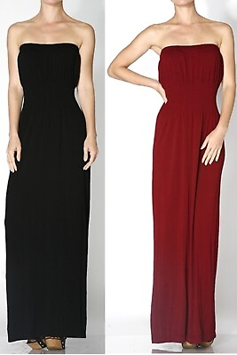 Women#x27;s Strapless Smocked Maxi Dress One Size S M M L $16.98