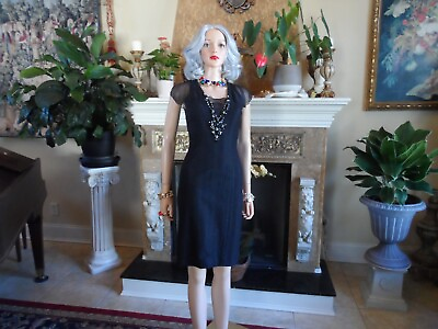 #ad Carolina Herrera Black Jacquard Embellish Cocktail Dress Size 4 $199.00