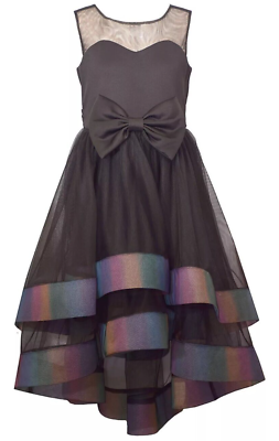#ad Bonnie Jean Big Girls Scuba Double Skirt Hi Lo Fanciful Dress Size 12 or 14 $49.99