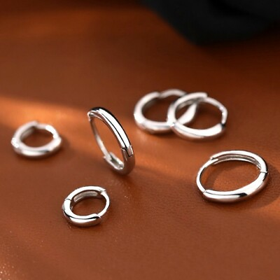 Surgical Steel Small Round Huggie Hoop Earrings Trendy Jewelry Gift For Her Him $8.69