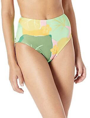 #ad $80 Kate Spade New York Cucumber Floral High Waisted Bikini Bottoms Size Medium $21.60