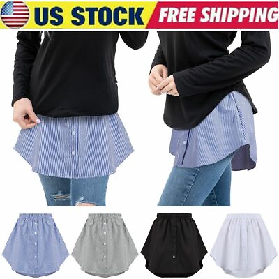 Women Skirt Shirt Extender Layering Adjustable Fake Top Lower Sweep Hem Skirt $8.73