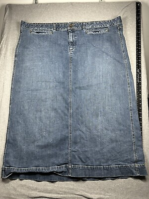 #ad Old Navy Skirt Women Plus Size 26 Maxi Denim Pockets Rear Slit Blue $24.99