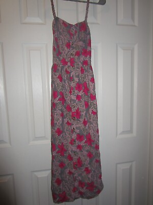 #ad DIP Maxi Sundress Women Gray with pink flowers size xs $13.50