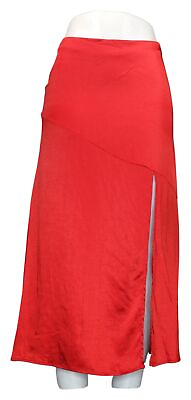 #ad #ad Skies Are Blue Side Slit Satin Skirt Women#x27;s Sz M Red $13.39