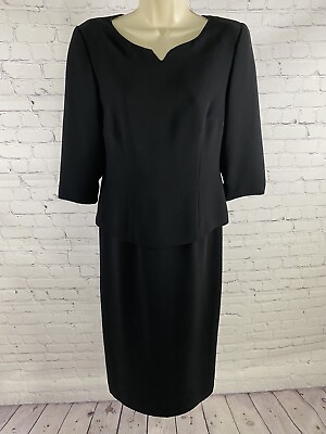 Talbots Black Skirt Suit 3 4 Sleeve One Piece Dress Shoulder Padded Size 4 $10.00