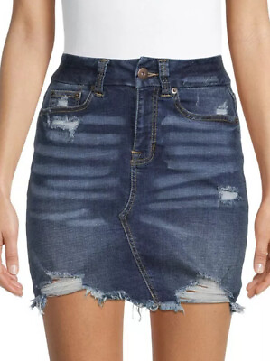 #ad No Boundaries Juniors Mini Skirt. Size 11 Medium Wash. Distressed $12.99