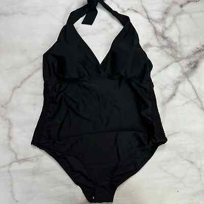 #ad #ad Beach Bump Motherhood Maternity One Piece Swimsuit Halter Size 1X New $26.95