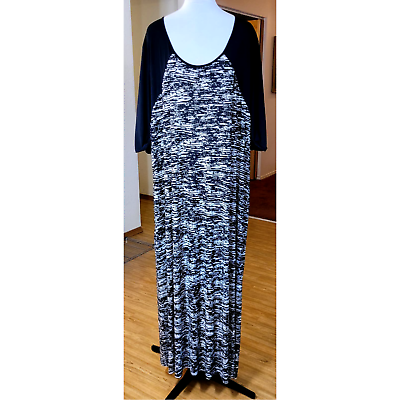 #ad Woman Within Women#x27;s Maxi Dress 2X 26 28 Geometric Black White Short Sleeve $23.85