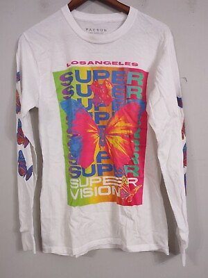 Pac Sun Women#x27;s T Shirt White Long Sleeve Crew Neck Pullover Graphic print Small $10.00