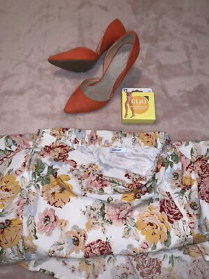 Valley Girl Size 14 Long Floral Skirt Heels Size AU 11 Summer Glow Tights AU $34.95