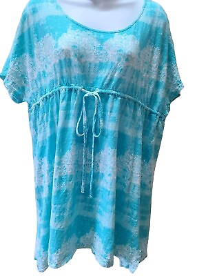 #ad MARGARITAVILLE Womens Plus 2X Tunic Top Bathing Suit Cover Up Dress Blue White $12.80