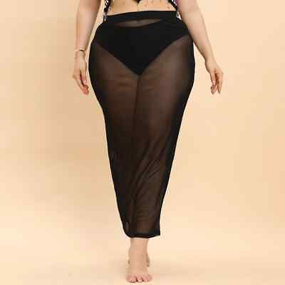 #ad Mesh Cover Up Skirt Women Plus Size Summer High Waist Beach Long Skirts Swimwear $34.84