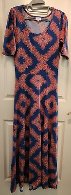 #ad LuLaRoe Ana Dress Maxi Blue Pink Orange Kaleidoscope Size Med $12.99