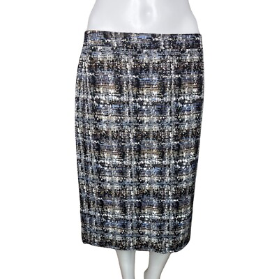 #ad J Crew Skirt Womens 8 Blue White Pencil Skirt Straight Career Classic Preppy $27.92
