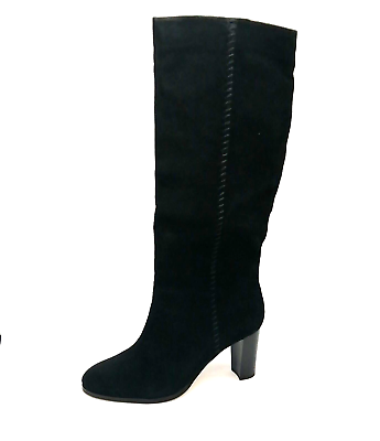 Clarks Womens Boots Black Suede Knee High Pull On Block Heel 9.5 NEW $45.00