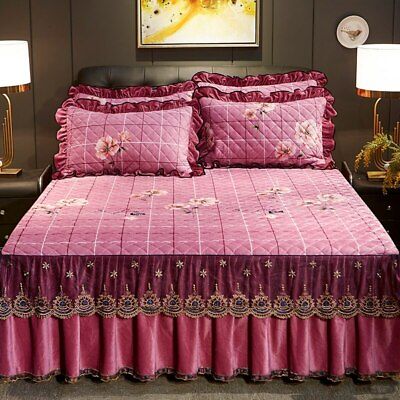 #ad Soft Plush Thicken Bed Skirt Bed Cover Skirt Bedspread Not Including Pillowcase $333.06