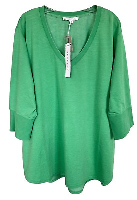 #ad Jane and Delancey Women#x27;s Blouse Top Vintage Look 3 4 Sleeve Plus Size 3X Green $24.99