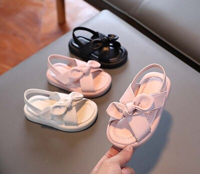 Summer Girls Bow Knot Flat Sandals Toddler Baby Kids Holiday Princess Shoes Size $19.94
