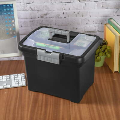 #ad Portable File Box Plastic Black $14.35