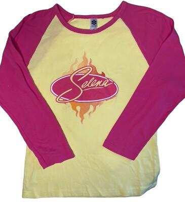 #ad RARE Selena 3 4 Length T Shirt Ladies L Classic Girl 2004 Yellow Pink AUTHENTIC $39.00