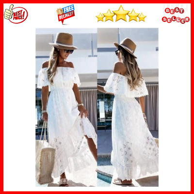 #ad #ad Women#x27;s Boho Lace Long Maxi Dress Ladies V Neck Summer Holiday Strappy Sundress $25.99