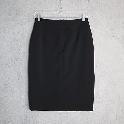 #ad Shanghai Tang Skirt 4 Black Pencil Silk Embossed Lining Zipper $38.00