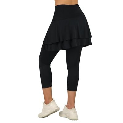 #ad Skirted Leggings for Women Capri Athletic Tennis Skirt with Leggings Golf Pi... $48.56